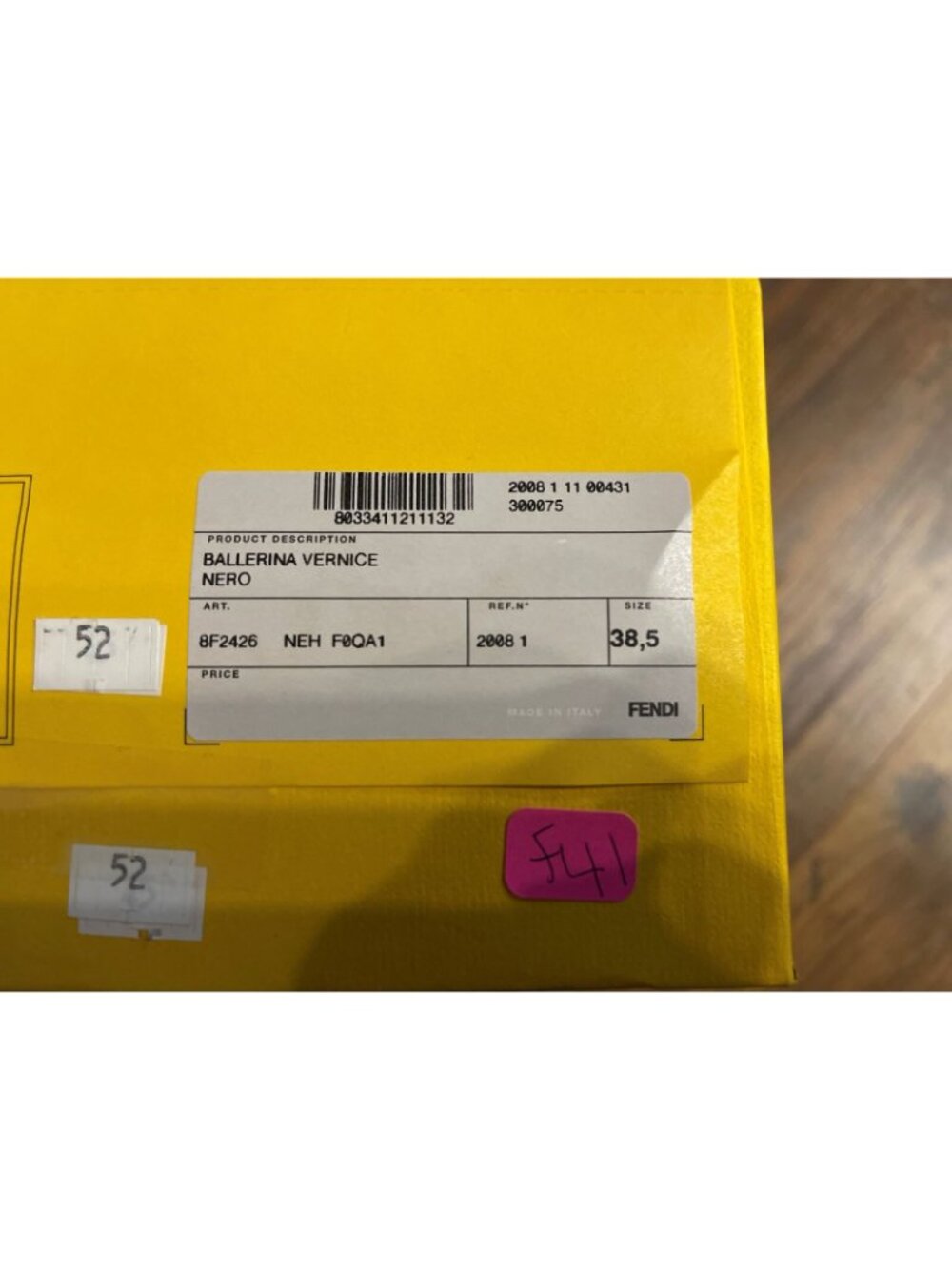Fendi Flat Patent Leather Black 38.5 EUR 8.5 US New In Box - Picture 4 of 4